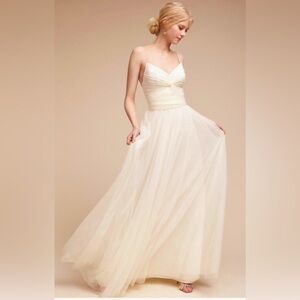Anthropologie Watters & Watters Tinsley Tulle Wedding Tie Back Dress Size 4
